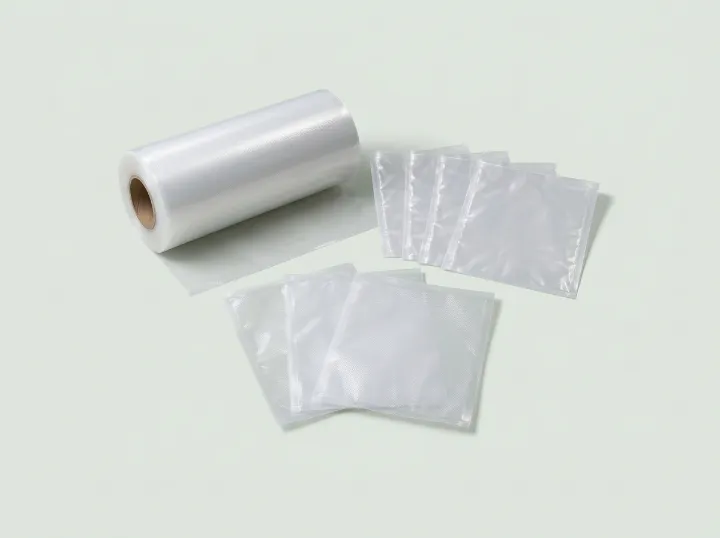 Clear vacuum bags and a vacuum bag roll