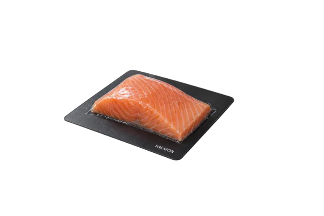 Salmon fillet in vacuum skin packaging